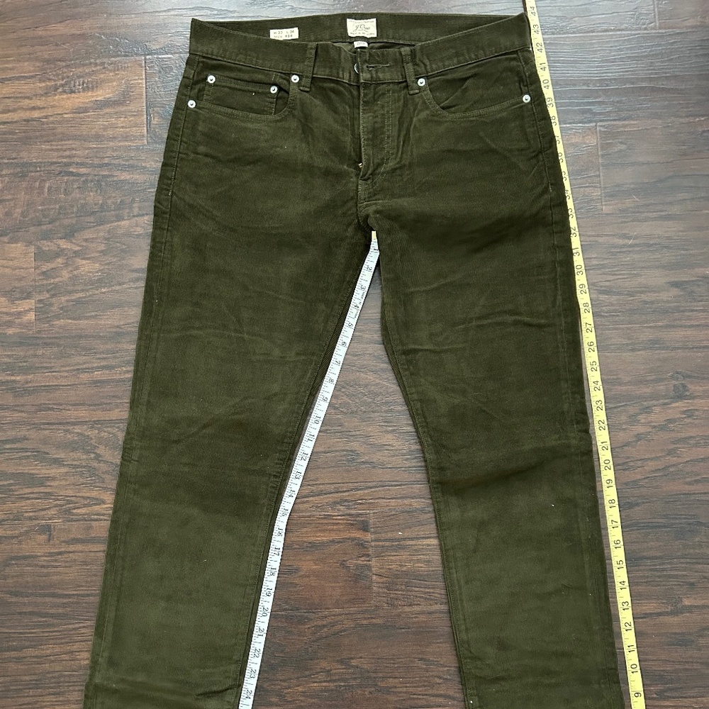 J.Crew 484 Slim-fit Pant in Corduroy Olive Green 32 x 34 in
